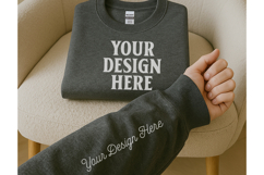 Gildan 180000 Graphite Heather Sweatshirt Sleeve Mockups Product Image 1
