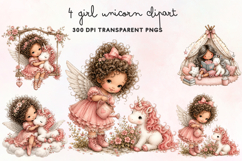 Girl Unicorn Clipart PNG Product Image 1