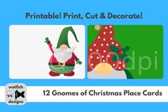 12 Gnomes of Christmas Table Place Cards, PNG 300dpi Product Image 5