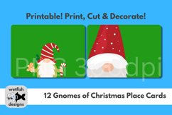 12 Gnomes of Christmas Table Place Cards, PNG 300dpi Product Image 3