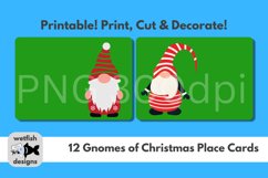 12 Gnomes of Christmas Table Place Cards, PNG 300dpi Product Image 2