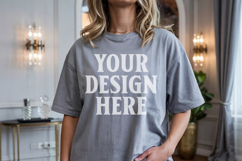 Comfort Colors 1717 Grey T-Shirt Mockup Product Image 1