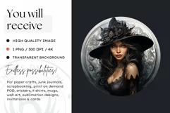 Fantasy Witches Clipart PNG for Crafts and sublimation Product Image 2