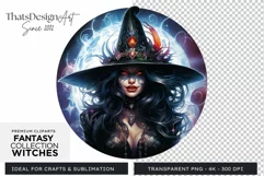 Fantasy Witches Clipart PNG for Crafts and sublimation Product Image 1