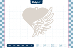 Angel Wing Heart Earrings Laser Cut SVG Product Image 3
