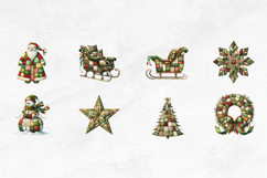 Patchwork Christmas Clipart Bundle Quilt Fabric Characters Product Image 4