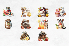 Summer Picnic Animals Clipart, Cute Watercolor Pet PNG Product Image 3