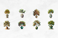 Watercolor Potted Fruit Trees Clipart Product Image 3