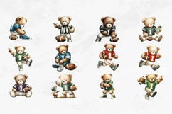 Football Bear Watercolor Clipart 23 PNG Files Product Image 3