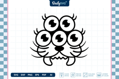 Monster Face SVG - Cartoon Monster Face Cut File Product Image 3