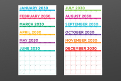 2030 8.5 x 11 Inch Bold Color Calendar Template Product Image 2