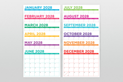 2028 8.5 x 11 Inch Bold Color Calendar Template Product Image 6