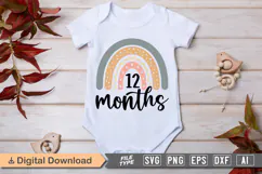 12 Months SVG | Baby Milestone SVG | Baby SVG | Newborn SVG Product Image 1