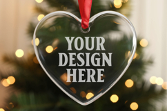 Christmas Heart Crystal Glass Ornaments Mockups Product Image 1