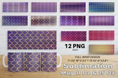 12 Variations Mug Wrap Sublimation purple Gold art deco Product Image 1