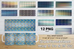 12 Variations Mug Wrap Sublimation blue Gold art deco Product Image 1
