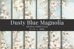 Dusty Blue Magnolia Digital Paper Pack Product Image 1