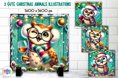 Cute Christmas Animals Illustration, Wine Lover Christmas Product Image 1