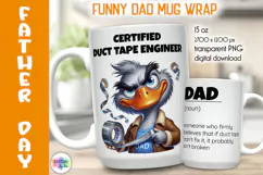 Funny Father Day Mug Wrap, Certified Duct Tape Engineer Dad Product Image 1