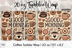 Coffee Tumbler Wrap, Morning Coffee Skinny Tumbler, Espresso Product Image 1