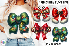 Christmas Bow PNG Clipart, Red Festive Bows Print Product Image 1