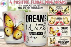 Positive Floral Mug Wrap Designs, Inspirational Quotes Print Product Image 1