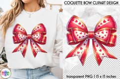 Valentines Pink Coquette Bow Clipart | Pink Bow with Hearts Product Image 1