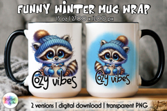 Cute Winter Animals Mag Wrap, Hot Cocoa Mug Wrap PNG Product Image 1