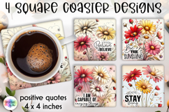 Spring Floral Coaster Sublimation, Positive Quotes Coasters Product Image 1