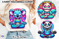 Cute Yoga Animals Clipart, Meditating Cartoon Animal PNG Product Image 1