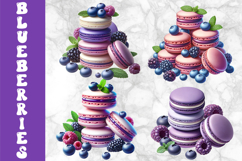Blueberry Macarons Clipart, Summer Desserts Clipart Product Image 1