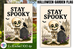 Halloween Garden Flag, Stay Spooky Skeleton Product Image 1