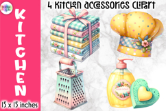 Vintage Kitchen Accessories Clipart, Retro Cooking &amp; Baking Product Image 1