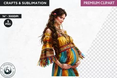 Pregnant woman clipart, Watercolor Mother's day Clipart Product Image 1