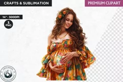 Pregnant woman clipart, Watercolor Mother's day Clipart Product Image 1