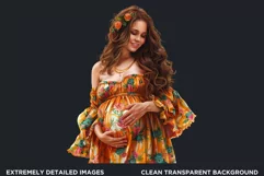 Pregnant woman clipart, Watercolor Mother's day Clipart Product Image 2