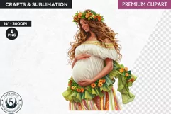 Pregnant woman clipart, Watercolor Mother's day Clipart Product Image 1