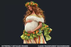 Pregnant woman clipart, Watercolor Mother's day Clipart Product Image 2