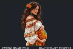 Pregnant woman clipart, Watercolor Mother's day Clipart Product Image 2