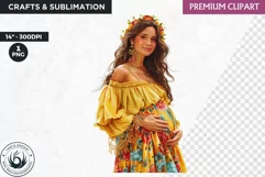 Pregnant woman clipart, Watercolor Mother's day Clipart Product Image 1