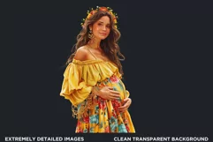 Pregnant woman clipart, Watercolor Mother's day Clipart Product Image 2
