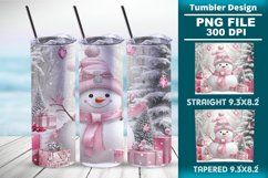 Pink Christmas snowman 20oz tumbler wrap design Product Image 1