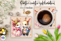Easter Bunny Square Coaster Bundle | Vintage Easter Coaster Product Image 15