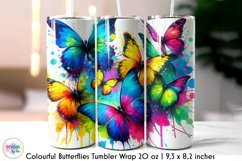 Watercolour Butterflies Tumbler Wrap, Colourful Butterflies Product Image 1