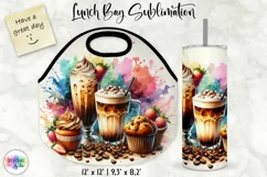 Iced Coffees Lunch Bag, Summer Iced Drinks Tumbler Wrap Product Image 1