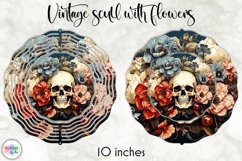 Vintage Wind Spinner with Skull and Flowers Product Image 1