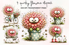 Quirky Flowers Clipart PNG Product Image 1