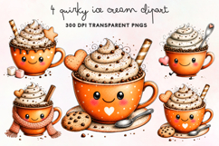 Quirky Ice Cream Clipart PNG Product Image 1