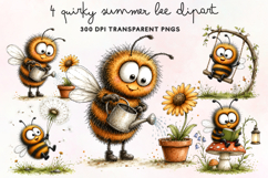 Quirky Summer Bee Clipart PNG Product Image 1