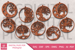 Laser Cut Tree &amp; Woman Ornament SVG Bund Product Image 12